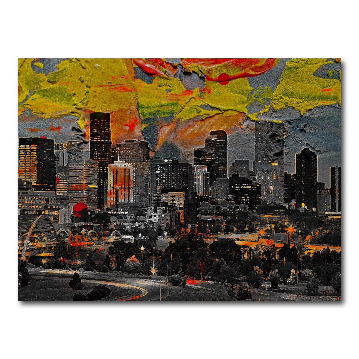 AUTO-MOCKUP WHITE | Abstract Denver Skyline | 1 Piece | Gallery Wrap Canvas | group=4x3