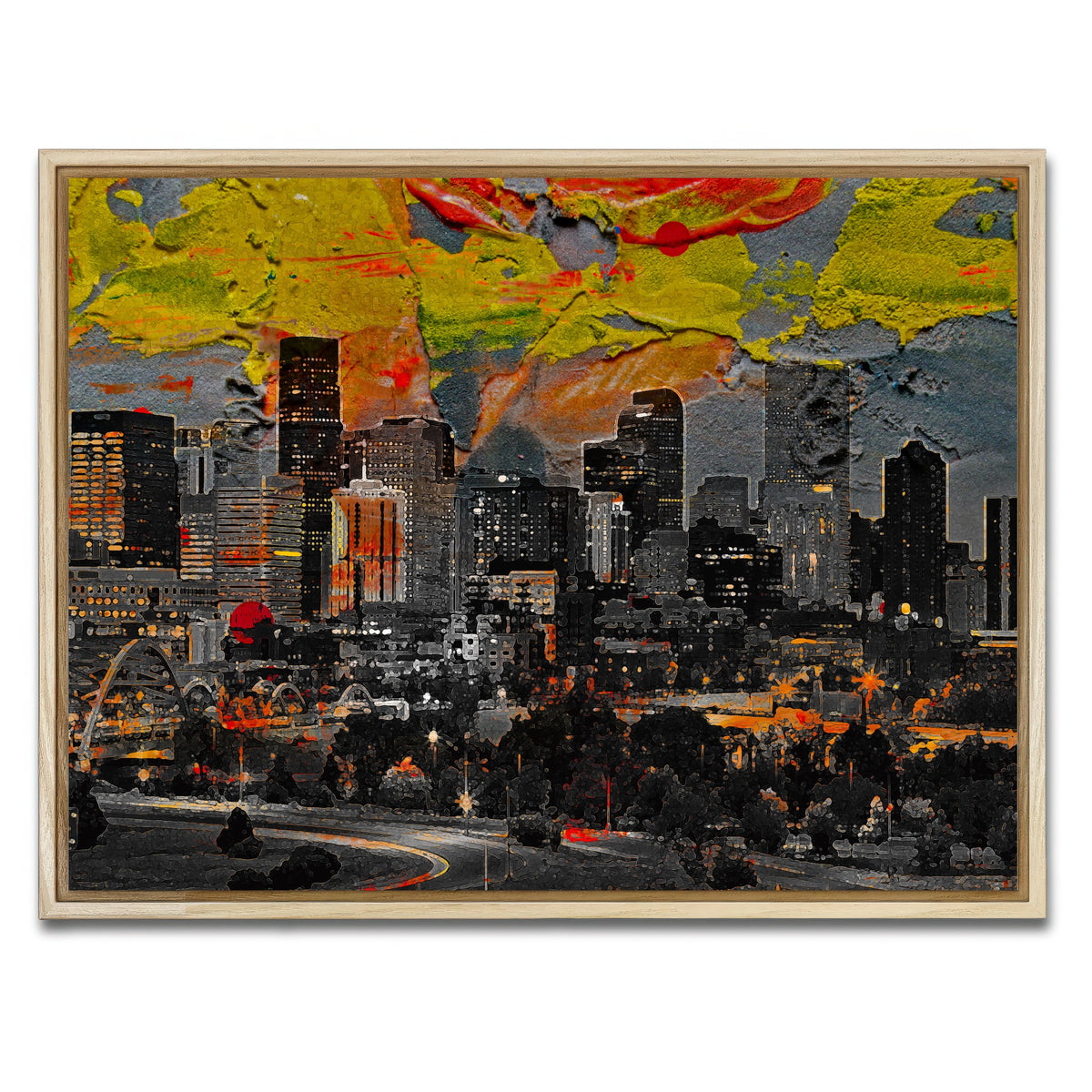 AUTO-MOCKUP WHITE | Abstract Denver Skyline | 1 Piece | Natural Framed Canvas | group=4x3