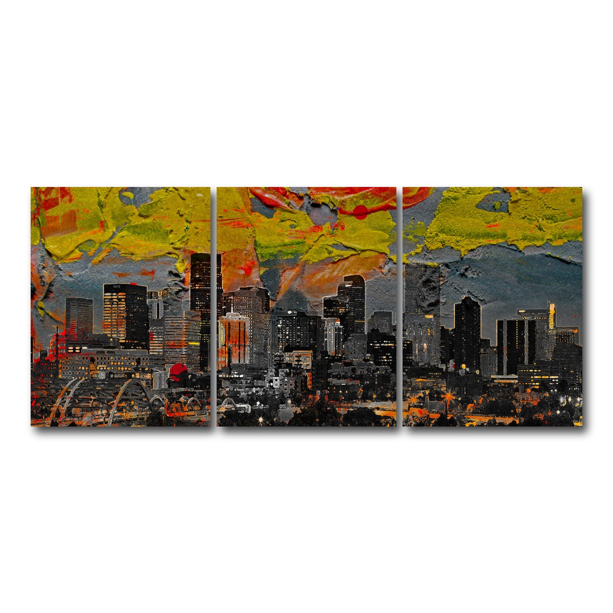 AUTO-MOCKUP WHITE | Abstract Denver Skyline | 3 Piece | Gallery Wrap Canvas | group=18x24