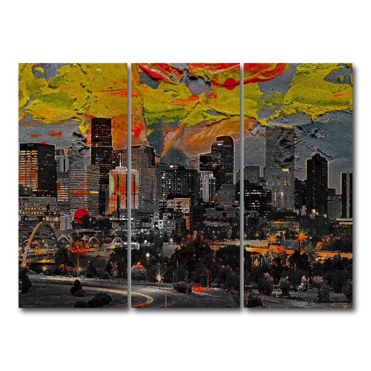 AUTO-MOCKUP WHITE | Abstract Denver Skyline | 3 Piece | Gallery Wrap Canvas | group=8x18