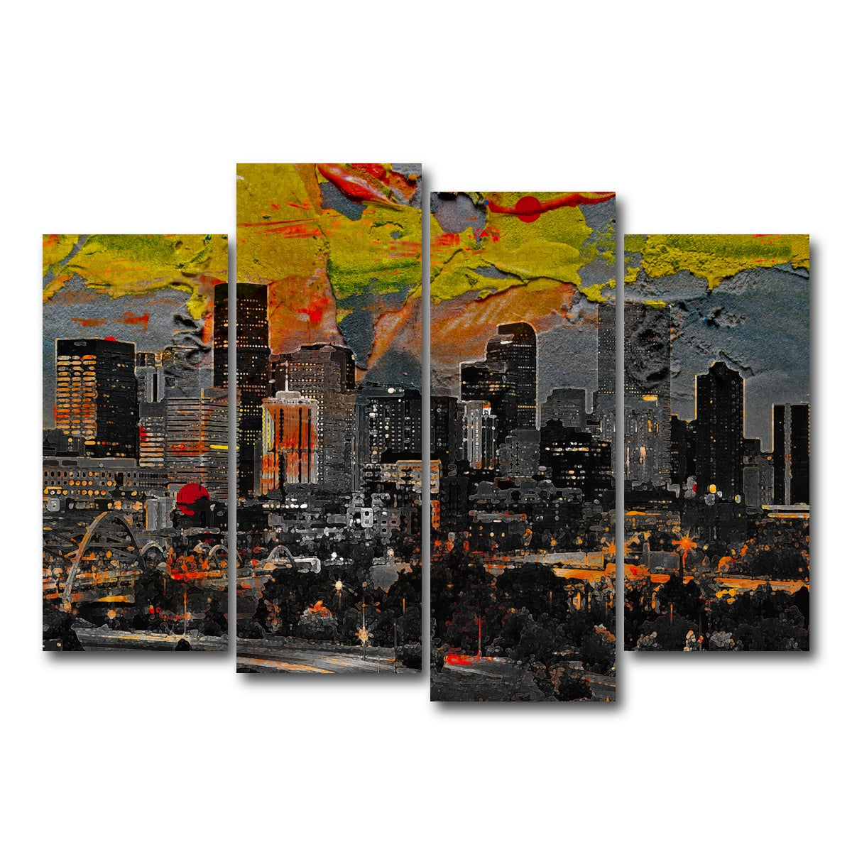 AUTO-MOCKUP WHITE | Abstract Denver Skyline | 4 Piece | Gallery Wrap Canvas | group=4_normal
