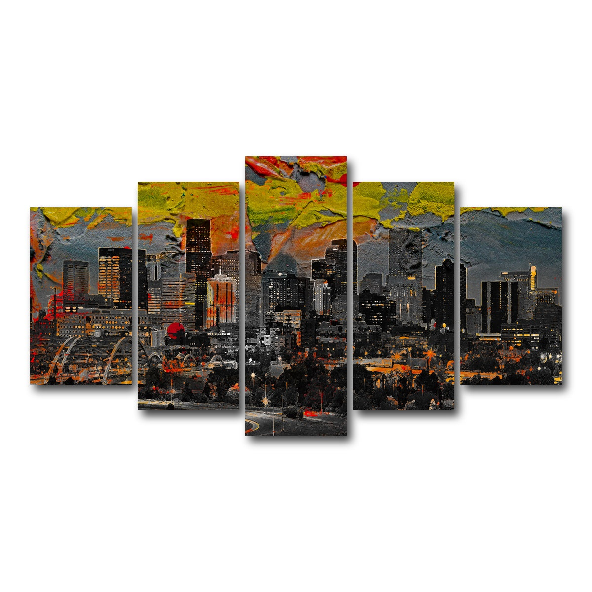 AUTO-MOCKUP WHITE | Abstract Denver Skyline | 5 Piece | Gallery Wrap Canvas | group=5_normal