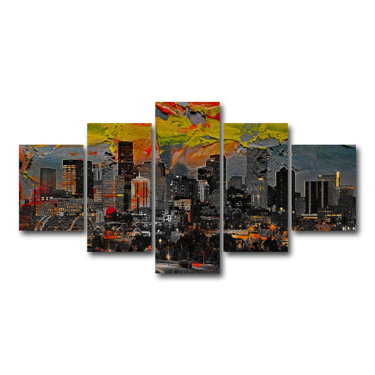 AUTO-MOCKUP WHITE | Abstract Denver Skyline | 5 Piece | Gallery Wrap Canvas | group=5_short