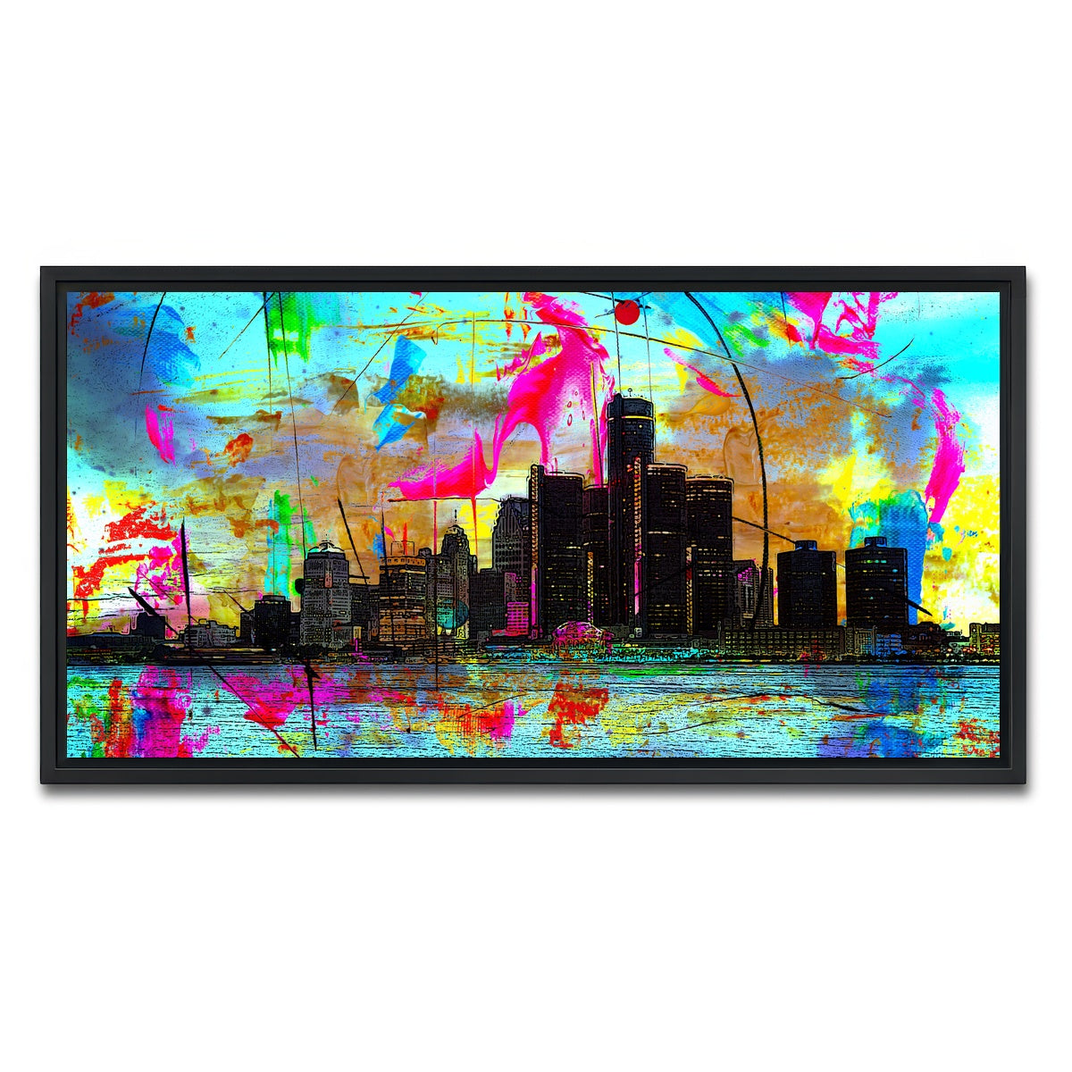 AUTO-MOCKUP WHITE | Abstract Detroit | 1 Piece | Black Framed Canvas | group=2x1