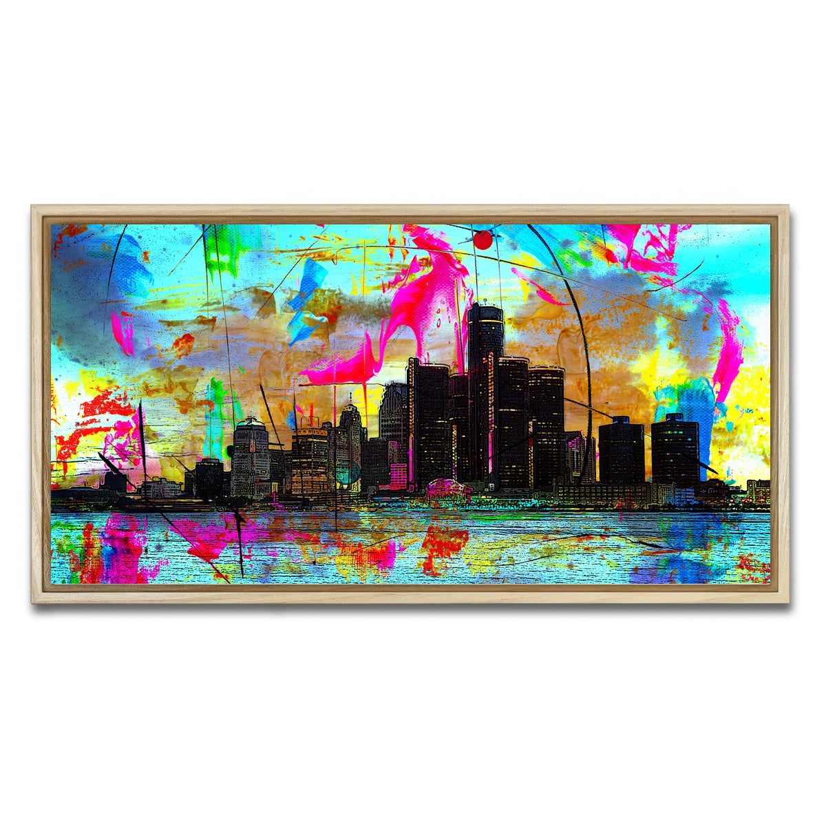 AUTO-MOCKUP WHITE | Abstract Detroit | 1 Piece | Natural Framed Canvas | group=2x1