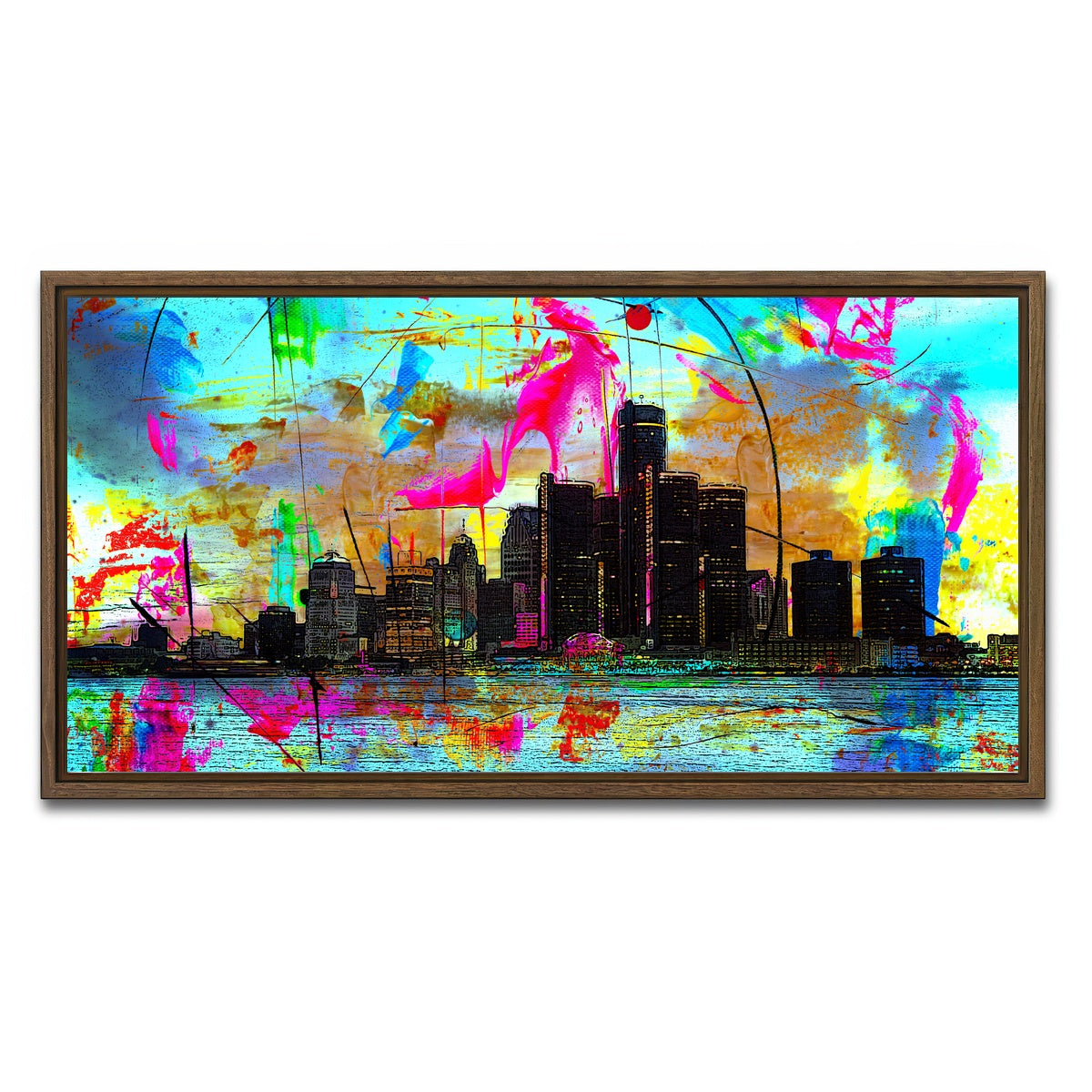 AUTO-MOCKUP WHITE | Abstract Detroit | 1 Piece | Walnut Framed Canvas | group=2x1
