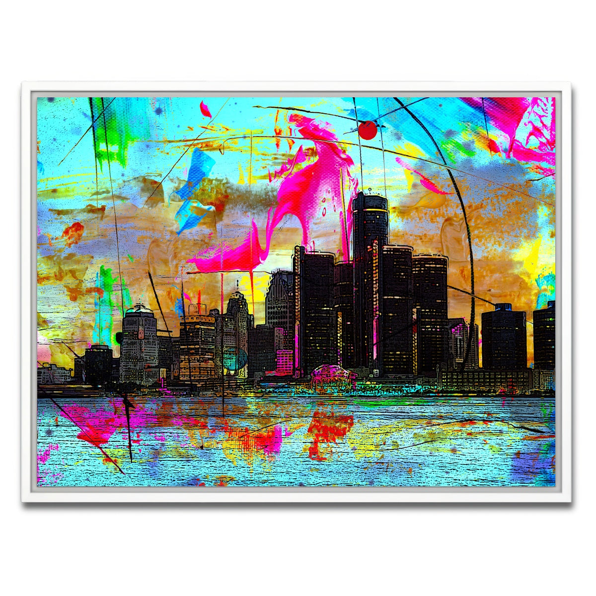 AUTO-MOCKUP WHITE | Abstract Detroit | 1 Piece | White Framed Canvas | group=4x3