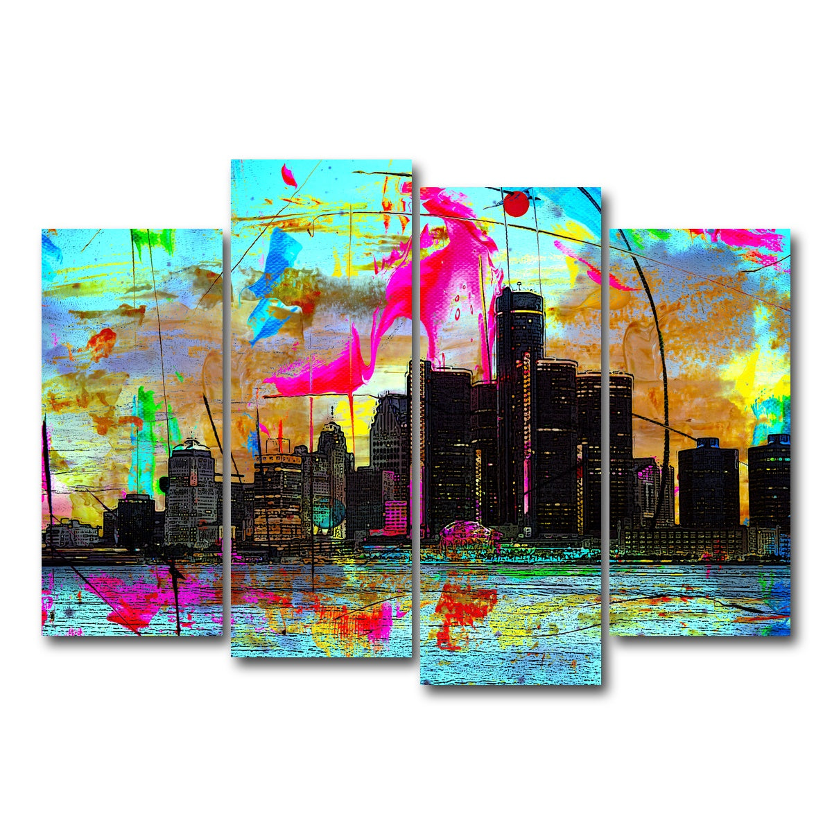 AUTO-MOCKUP WHITE | Abstract Detroit | 4 Piece | Gallery Wrap Canvas | group=4_normal