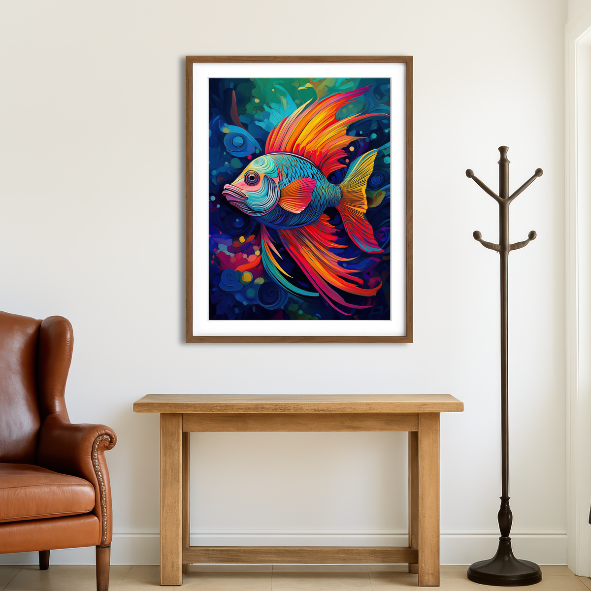 AUTO-MOCKUP ROOM | Abstract Fish Modern Art Wall Art