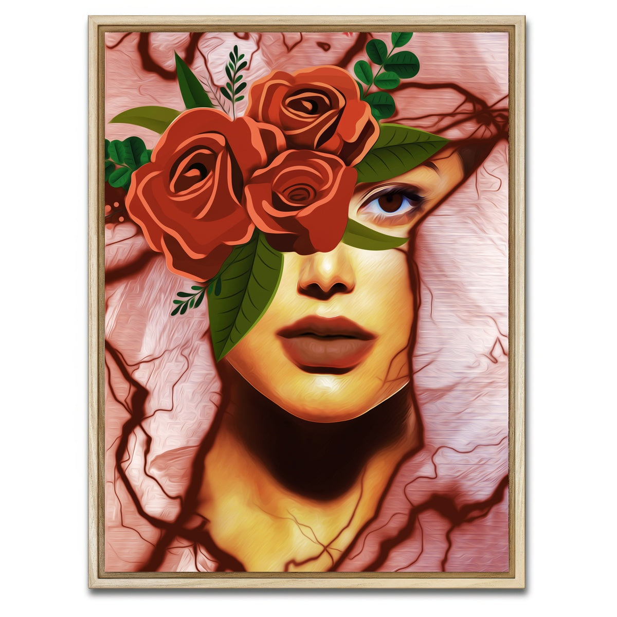 AUTO-MOCKUP WHITE | Abstract Girl | 1 Piece | Natural Framed Canvas | group=3x4