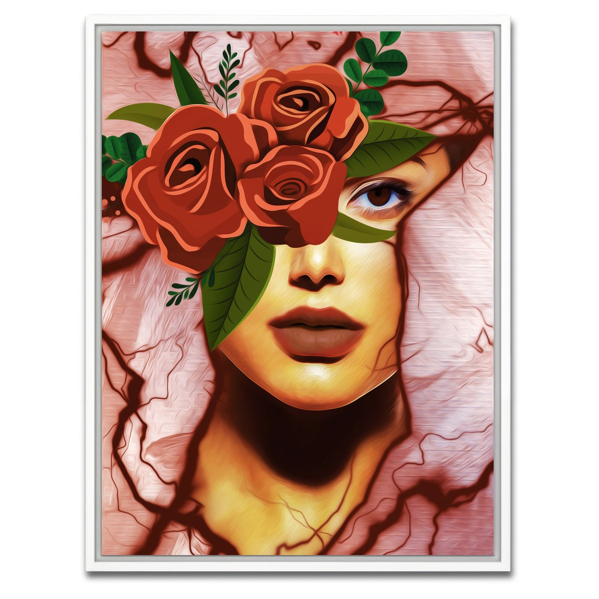 AUTO-MOCKUP WHITE | Abstract Girl | 1 Piece | White Framed Canvas | group=3x4