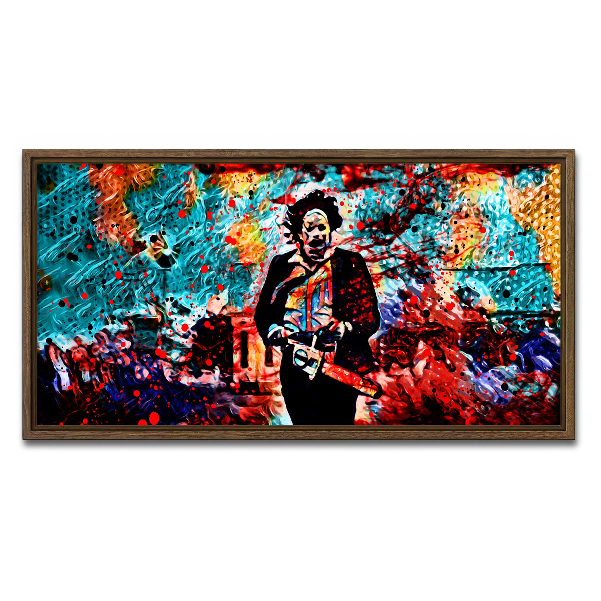 AUTO-MOCKUP WHITE | Abstract Leatherface | 1 Piece | Walnut Framed Canvas | group=2x1