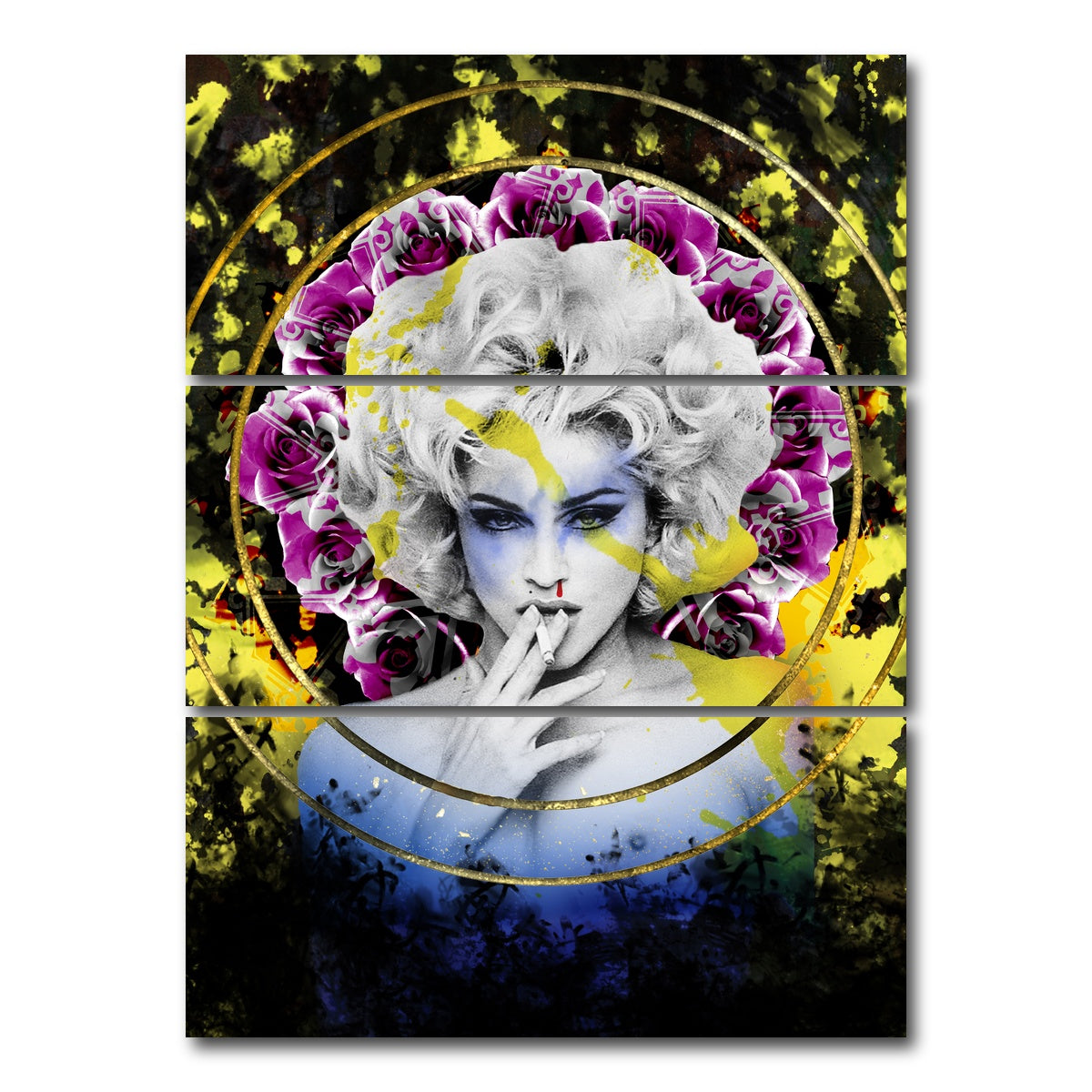 AUTO-MOCKUP WHITE | Abstract Madonna | 3 Piece | Gallery Wrap Canvas | group=8x18_stacked