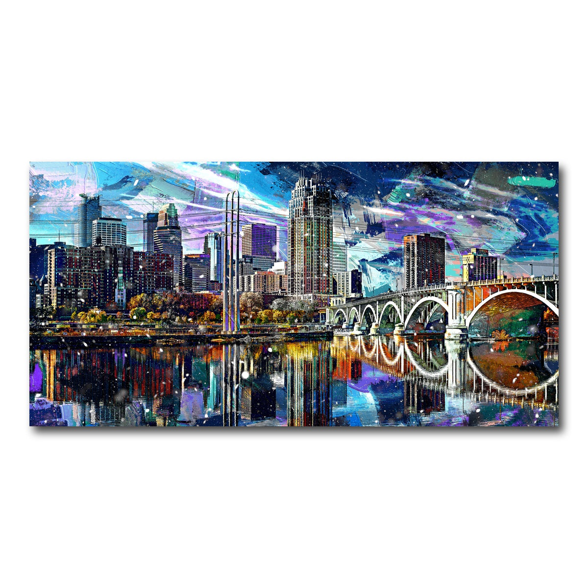 AUTO-MOCKUP WHITE | Abstract Minneapolis Skyline | 1 Piece | Gallery Wrap Canvas | group=2x1