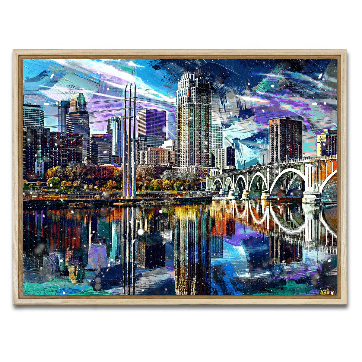 AUTO-MOCKUP WHITE | Abstract Minneapolis Skyline | 1 Piece | Natural Framed Canvas | group=4x3