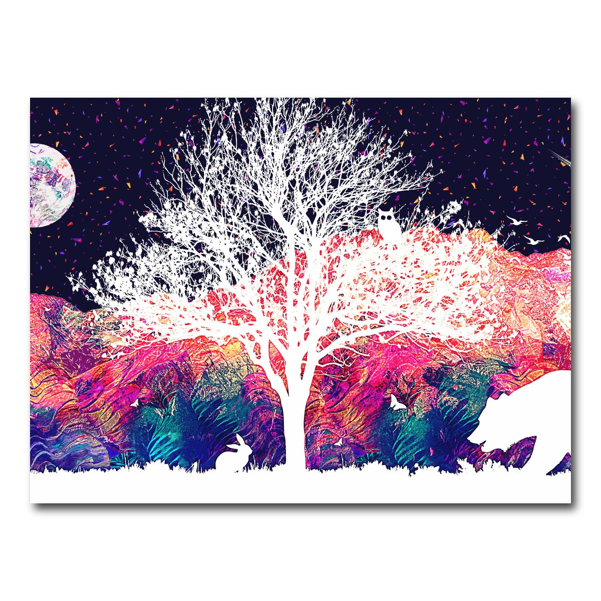 AUTO-MOCKUP WHITE | Abstract Moon Over Wildlife | 1 Piece | Gallery Wrap Canvas | group=4x3