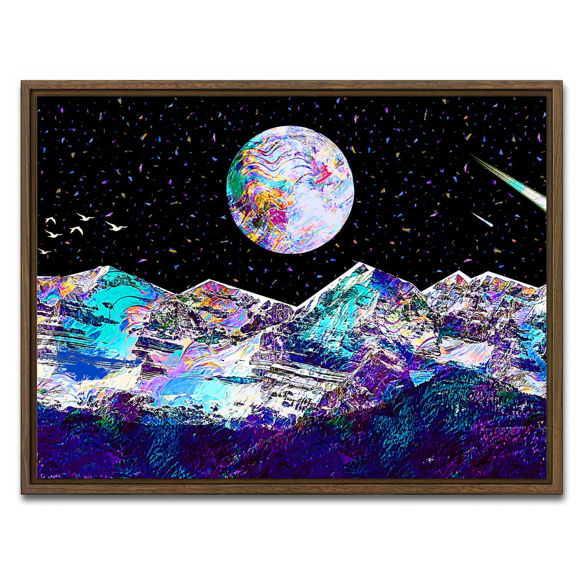 AUTO-MOCKUP WHITE | Abstract Moon | 1 Piece | Walnut Framed Canvas | group=4x3