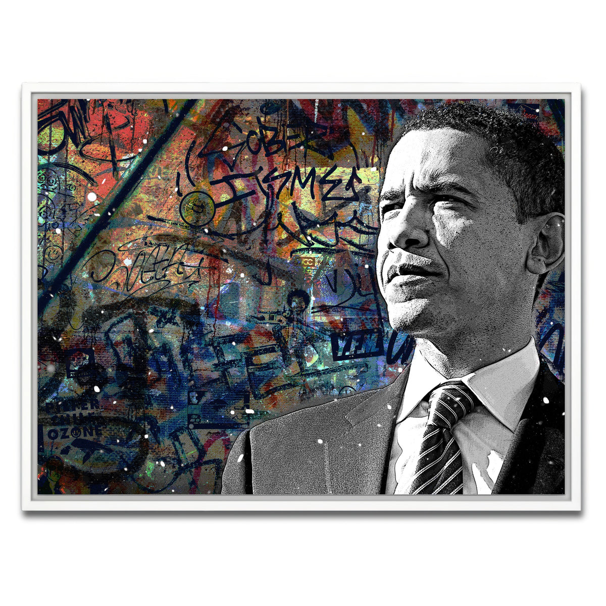AUTO-MOCKUP WHITE | Abstract Obama | 1 Piece | White Framed Canvas | group=4x3