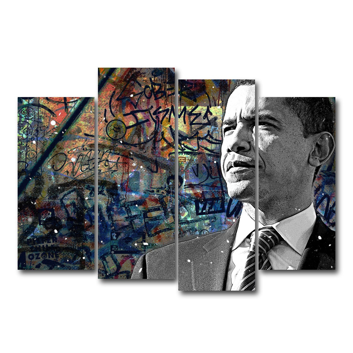 AUTO-MOCKUP WHITE | Abstract Obama | 4 Piece | Gallery Wrap Canvas | group=4_normal