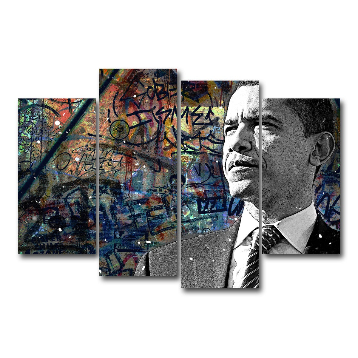 AUTO-MOCKUP WHITE | Abstract Obama | 4 Piece | Gallery Wrap Canvas | group=4_short