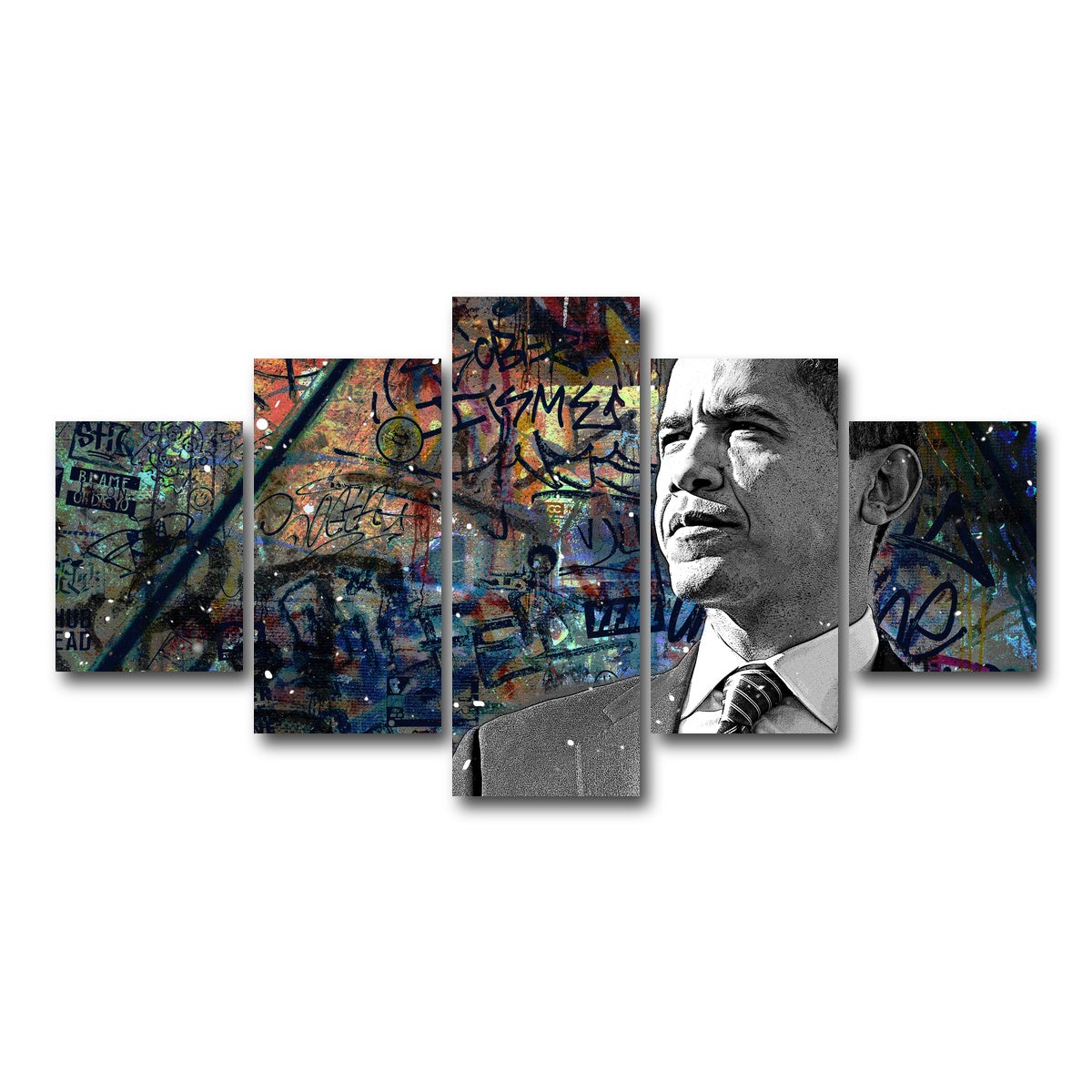 AUTO-MOCKUP WHITE | Abstract Obama | 5 Piece | Gallery Wrap Canvas | group=5_short
