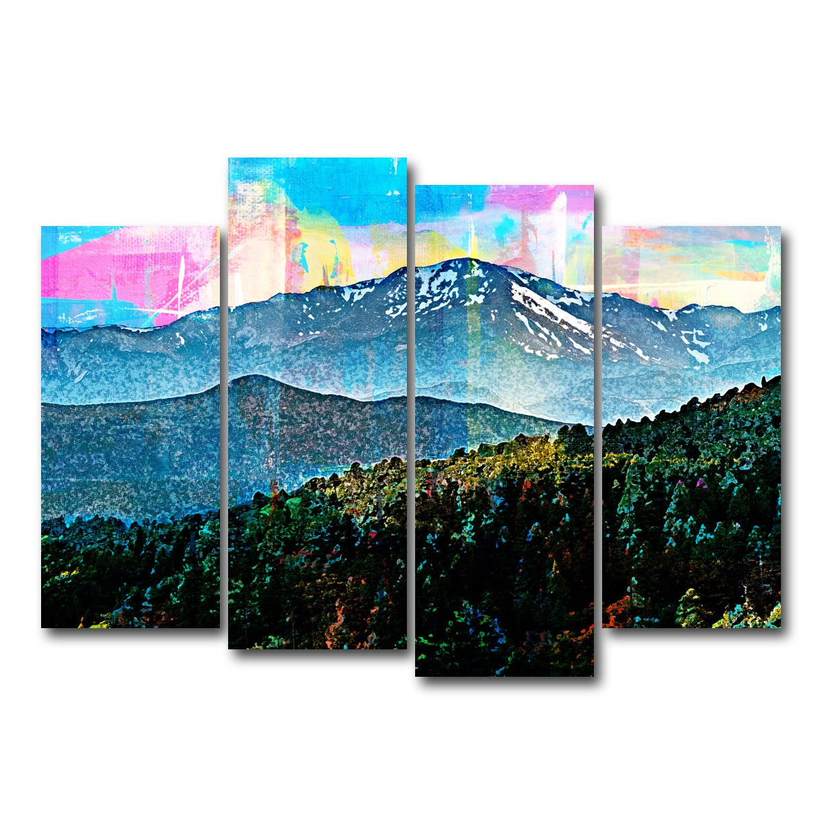AUTO-MOCKUP WHITE | Abstract Pikes Peak | 4 Piece | Gallery Wrap Canvas | group=4_normal