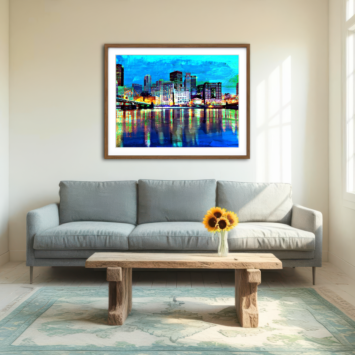 AUTO-MOCKUP ROOM | Abstract Pittsburgh At Night Wall Art
