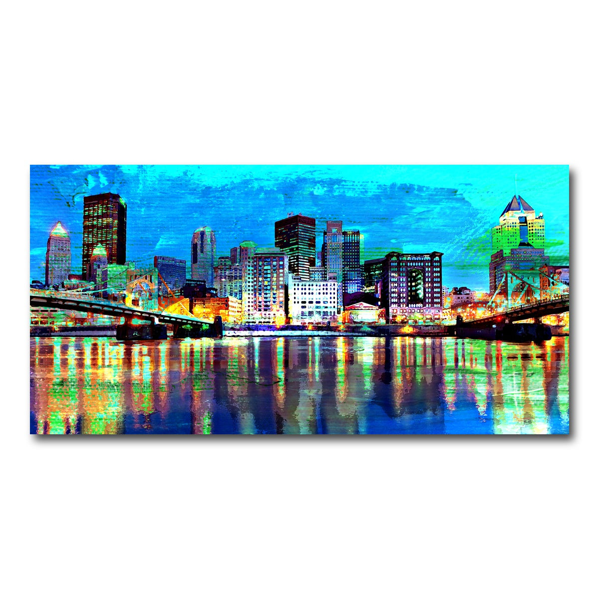 AUTO-MOCKUP WHITE | Abstract Pittsburgh At Night | 1 Piece | Gallery Wrap Canvas | group=2x1
