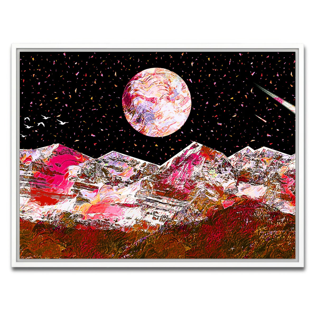 AUTO-MOCKUP WHITE | Abstract Red Moon | 1 Piece | White Framed Canvas | group=4x3