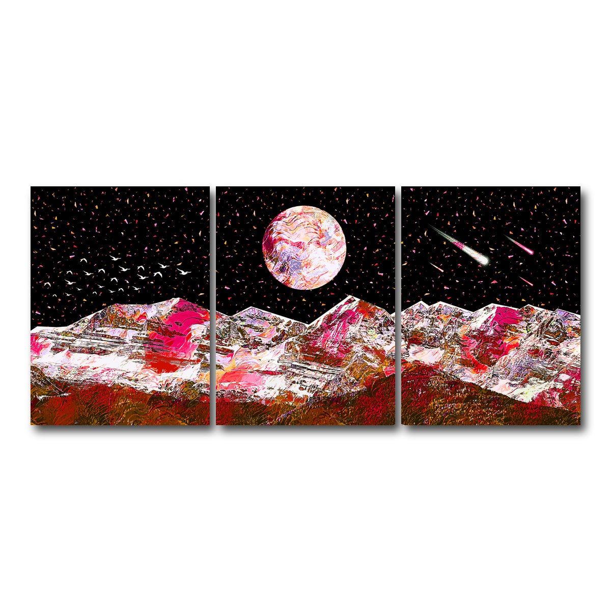 AUTO-MOCKUP WHITE | Abstract Red Moon | 3 Piece | Gallery Wrap Canvas | group=18x24