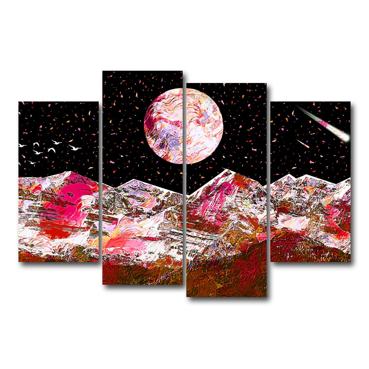 AUTO-MOCKUP WHITE | Abstract Red Moon | 4 Piece | Gallery Wrap Canvas | group=4_short