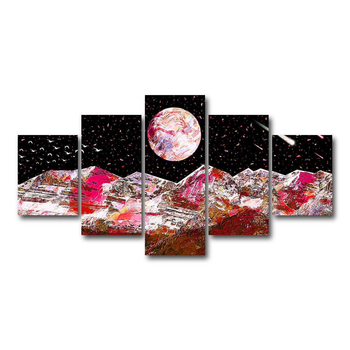 AUTO-MOCKUP WHITE | Abstract Red Moon | 5 Piece | Gallery Wrap Canvas | group=5_short