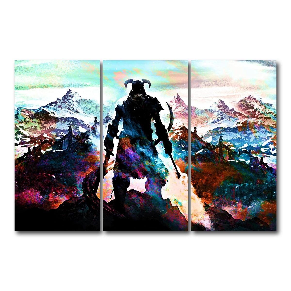 AUTO-MOCKUP WHITE | Abstract Skyrim | 3 Piece | Gallery Wrap Canvas | group=12x24