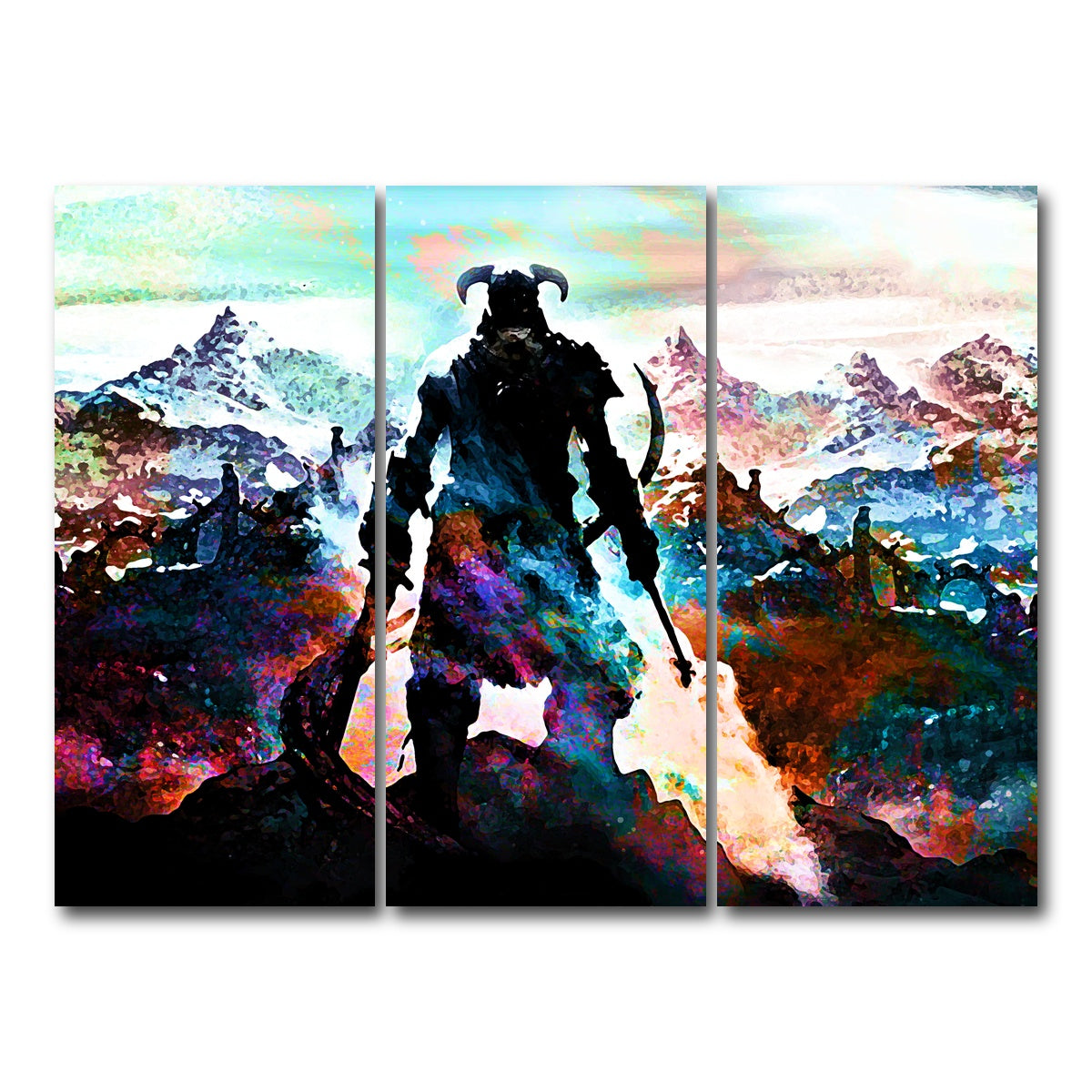 AUTO-MOCKUP WHITE | Abstract Skyrim | 3 Piece | Gallery Wrap Canvas | group=8x18