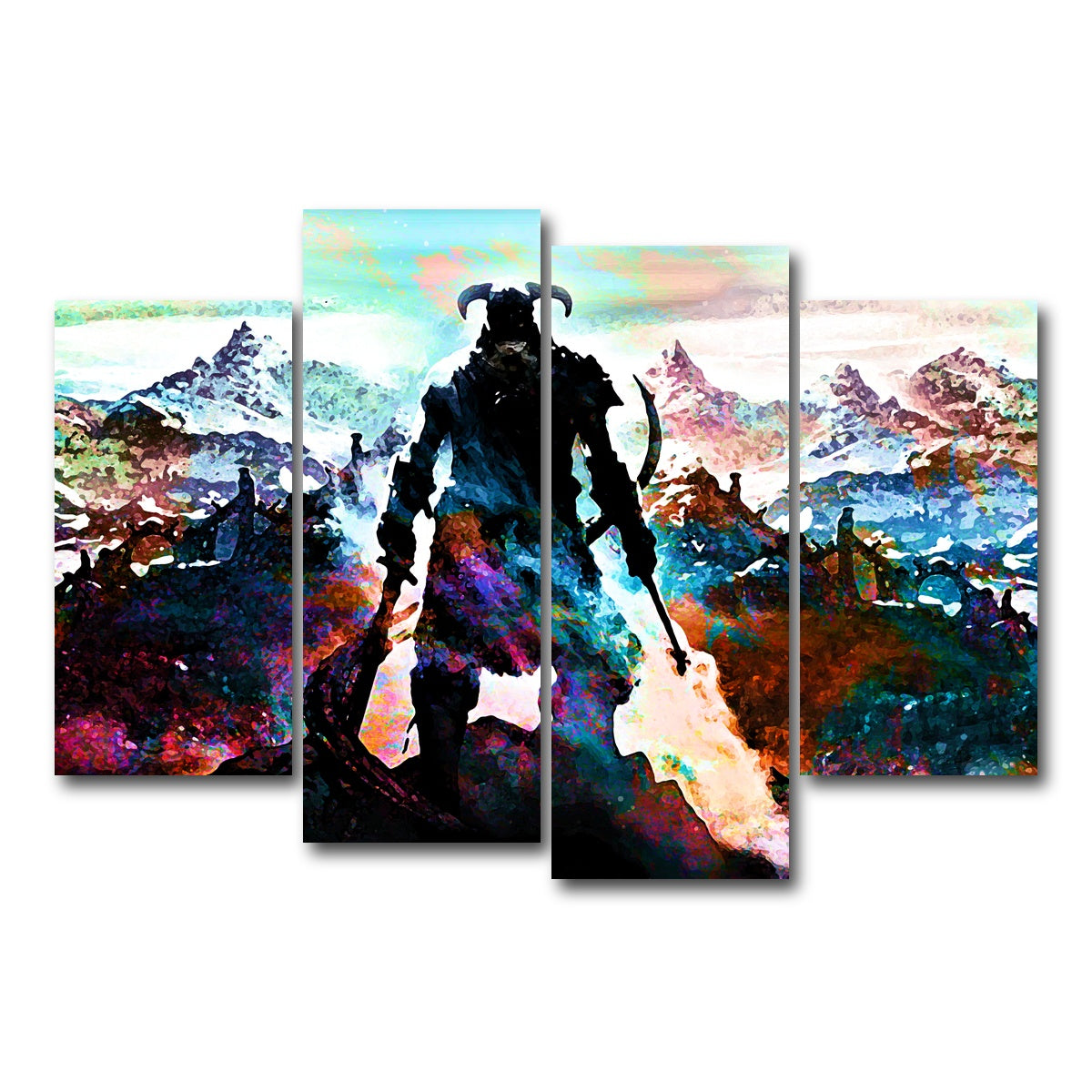 AUTO-MOCKUP WHITE | Abstract Skyrim | 4 Piece | Gallery Wrap Canvas | group=4_short