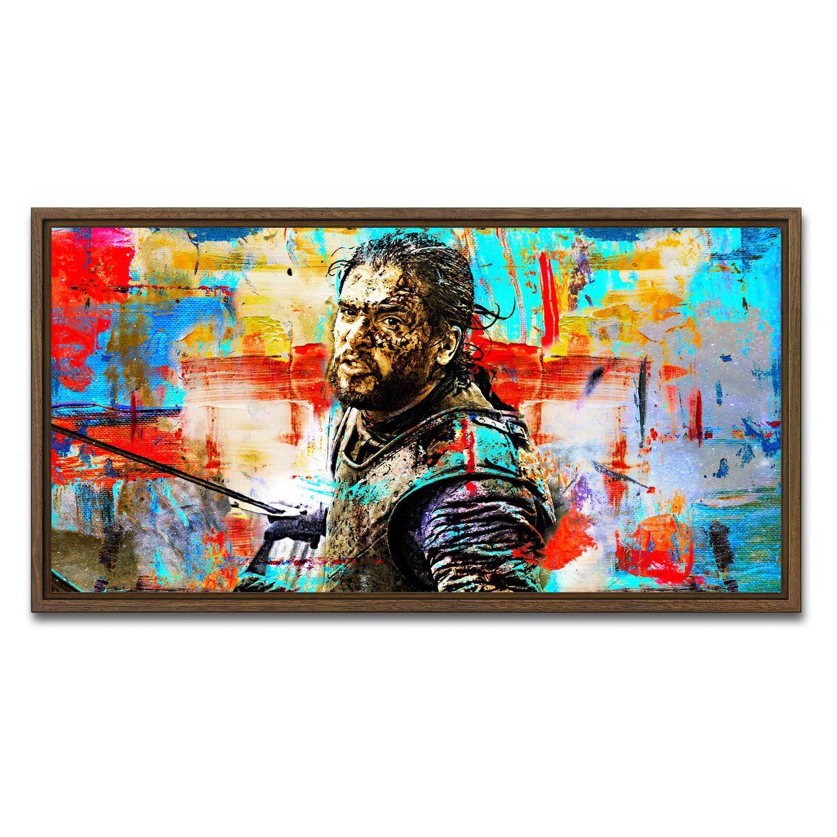 AUTO-MOCKUP WHITE | Abstract Snow | 1 Piece | Walnut Framed Canvas | group=2x1