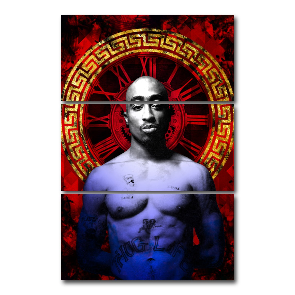 AUTO-MOCKUP WHITE | Abstract Tupac | 3 Piece | Gallery Wrap Canvas | group=12x24_stacked