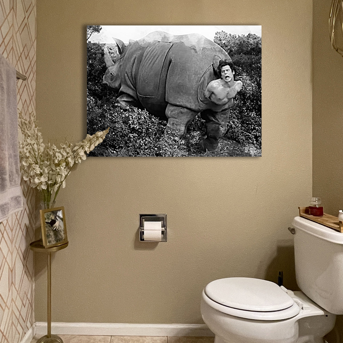 Ace Ventura Rhino Birth - Grayscale Wall Art