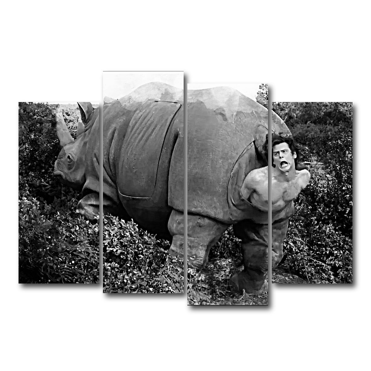 AUTO-MOCKUP WHITE | Ace Ventura Rhino Birth - Grayscale | 4 Piece | Gallery Wrap Canvas | group=4_normal