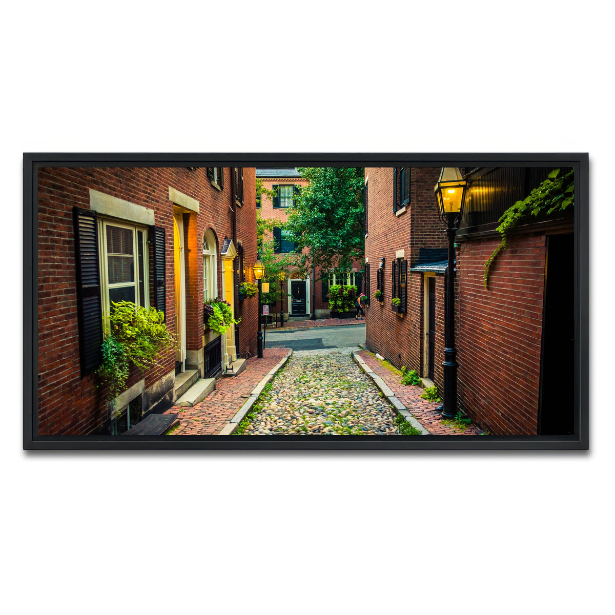 AUTO-MOCKUP WHITE | Acorn Street - Beacon Hill | 1 Piece | Black Framed Canvas | group=2x1