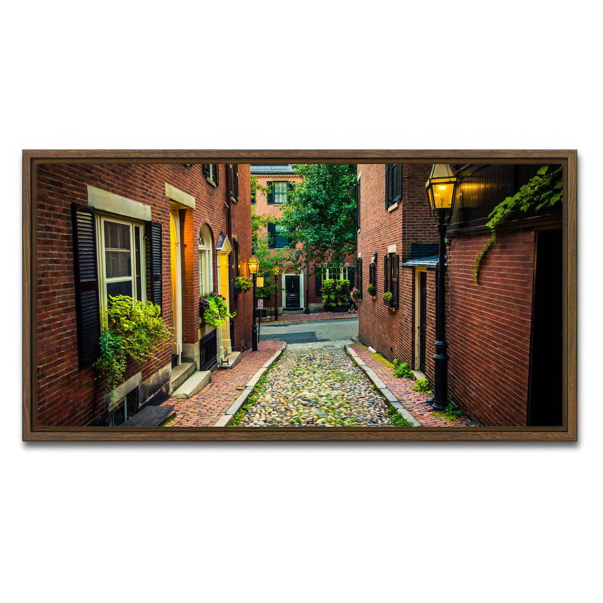 AUTO-MOCKUP WHITE | Acorn Street - Beacon Hill | 1 Piece | Walnut Framed Canvas | group=2x1
