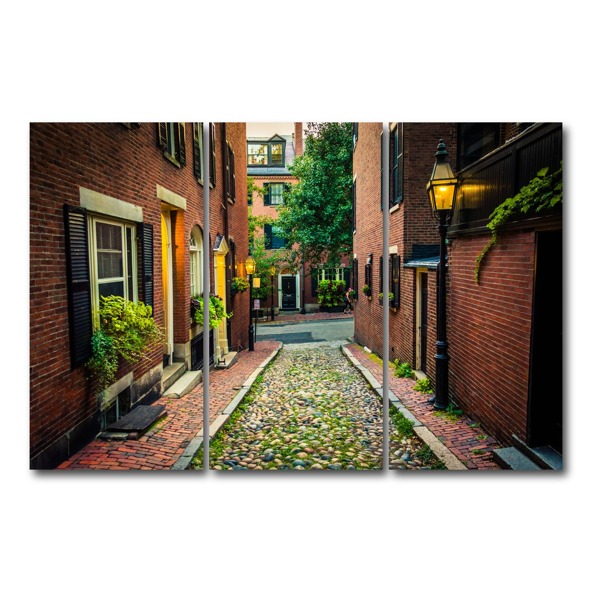 AUTO-MOCKUP WHITE | Acorn Street - Beacon Hill | 3 Piece | Gallery Wrap Canvas | group=12x24