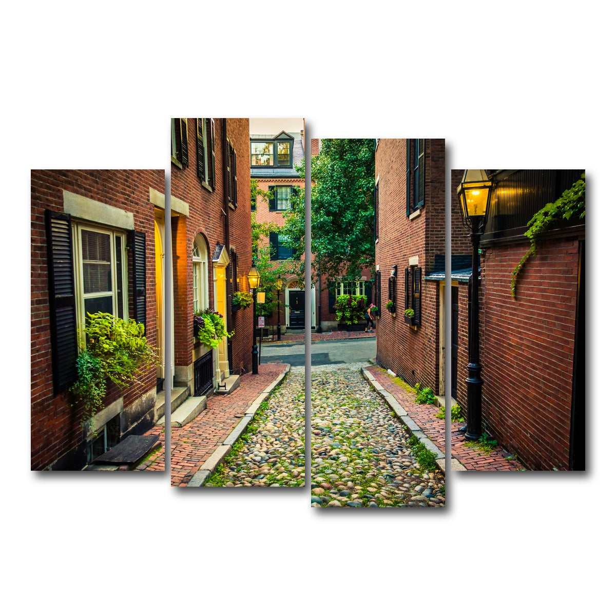 AUTO-MOCKUP WHITE | Acorn Street - Beacon Hill | 4 Piece | Gallery Wrap Canvas | group=4_normal
