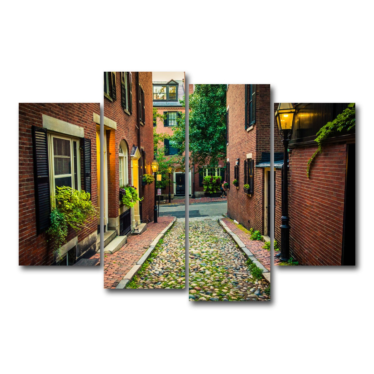 AUTO-MOCKUP WHITE | Acorn Street - Beacon Hill | 4 Piece | Gallery Wrap Canvas | group=4_short