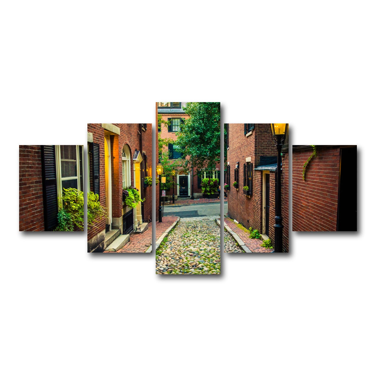AUTO-MOCKUP WHITE | Acorn Street - Beacon Hill | 5 Piece | Gallery Wrap Canvas | group=5_short