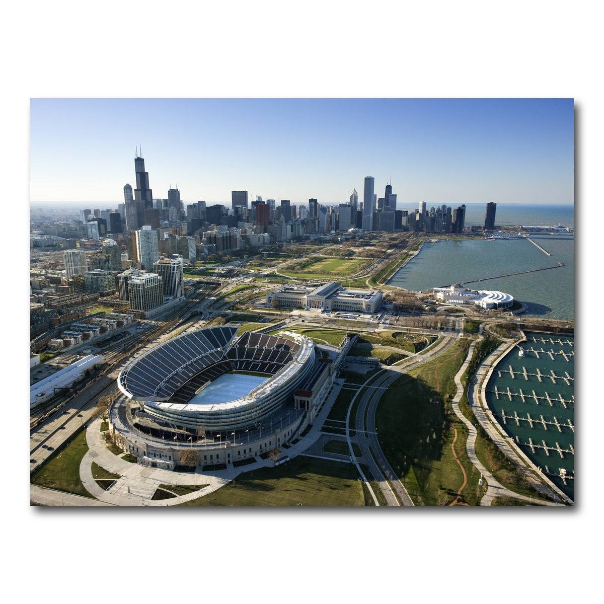 AUTO-MOCKUP WHITE | Aerial view of Chicago - Soldier Field | 1 Piece | Gallery Wrap Canvas | group=4x3