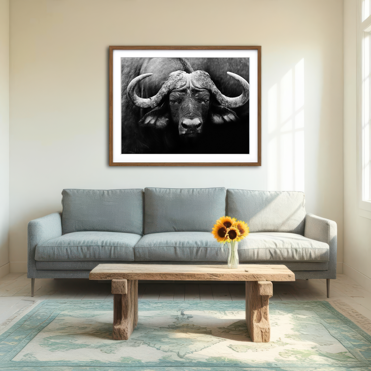 AUTO-MOCKUP ROOM | African Cape Buffalo Wall Art