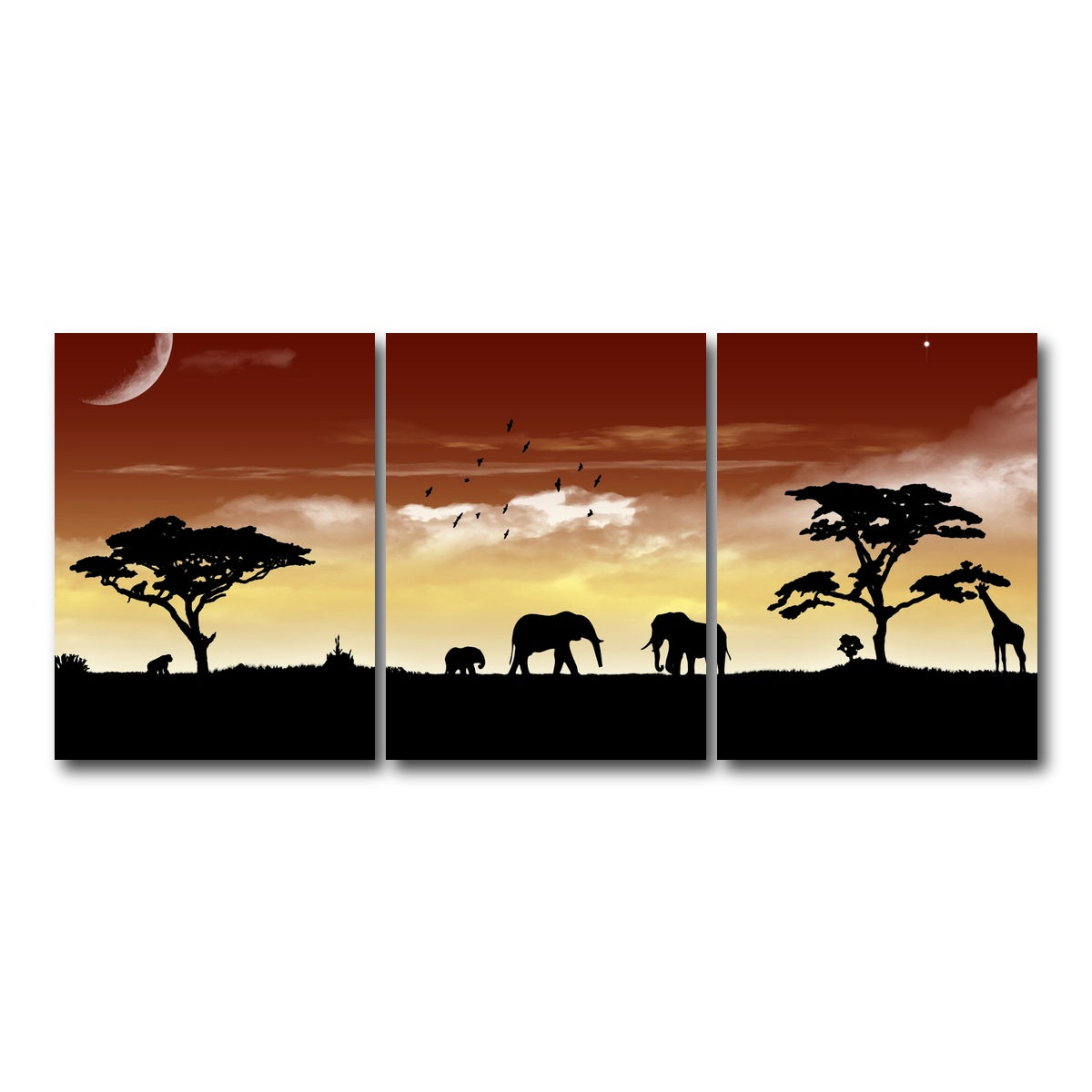 AUTO-MOCKUP WHITE | African Sunset | 3 Piece | Gallery Wrap Canvas | group=18x24