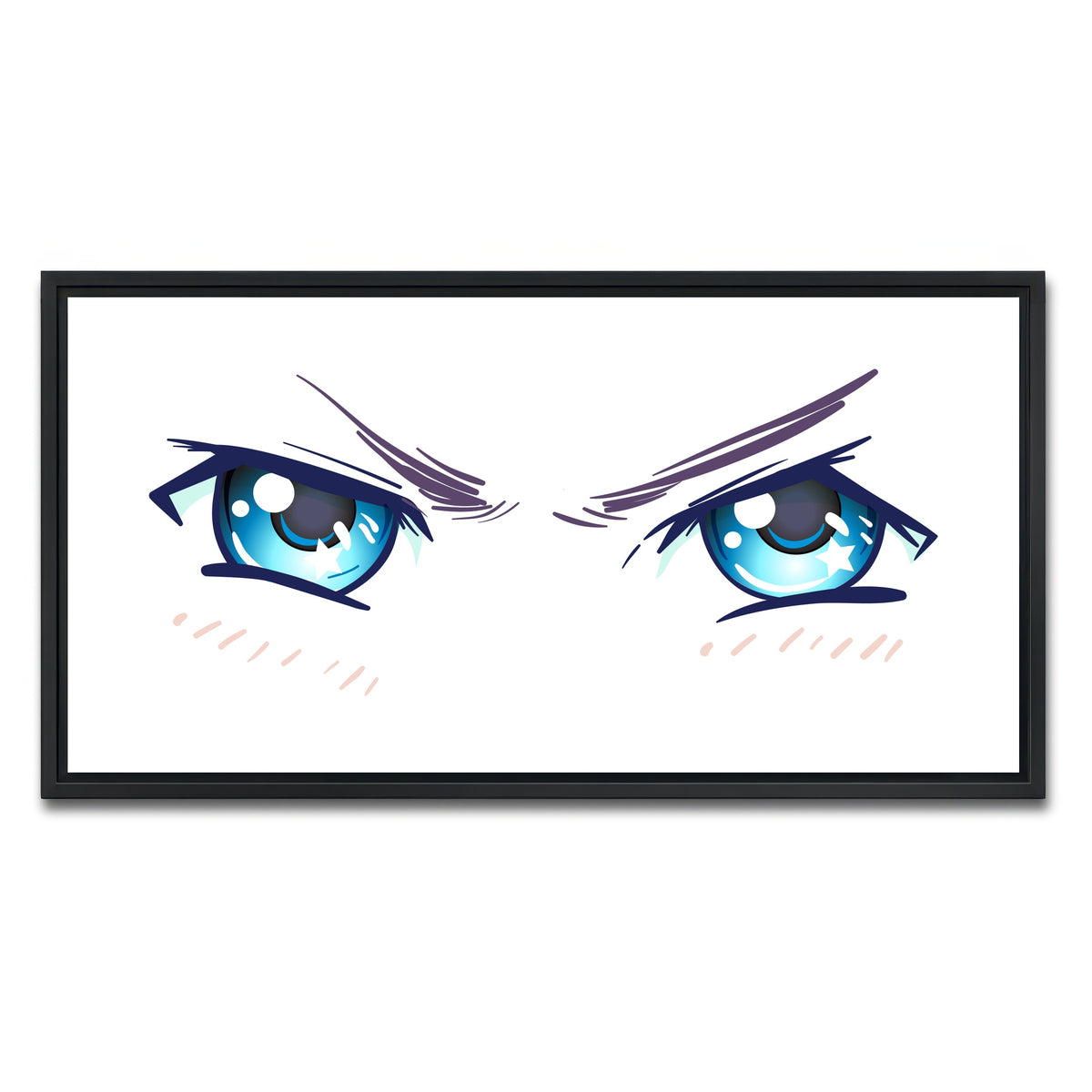 AUTO-MOCKUP WHITE | Aggressive Anime Eyes | 1 Piece | Black Framed Canvas | group=2x1
