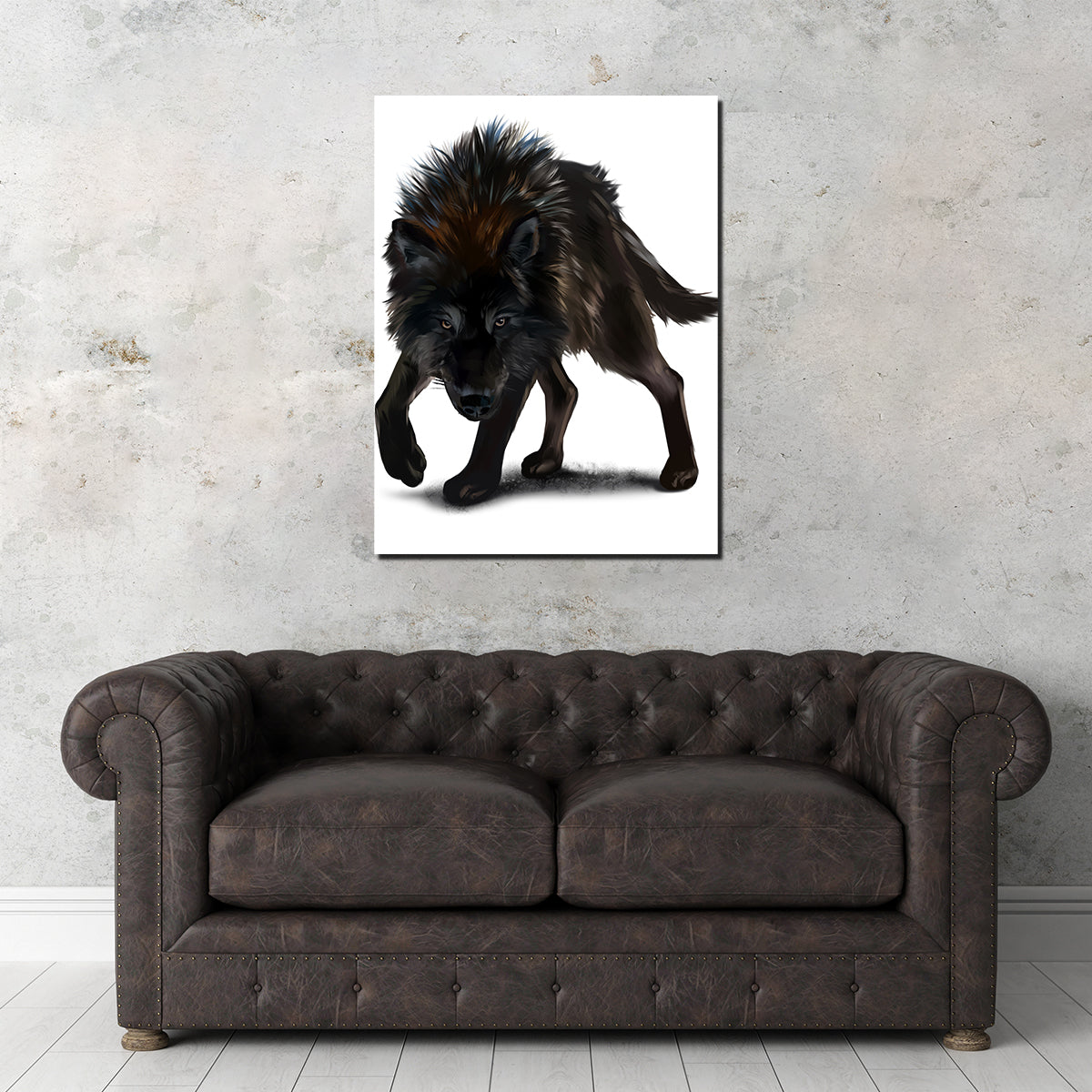 Aggressive Black Wolf Wall Art